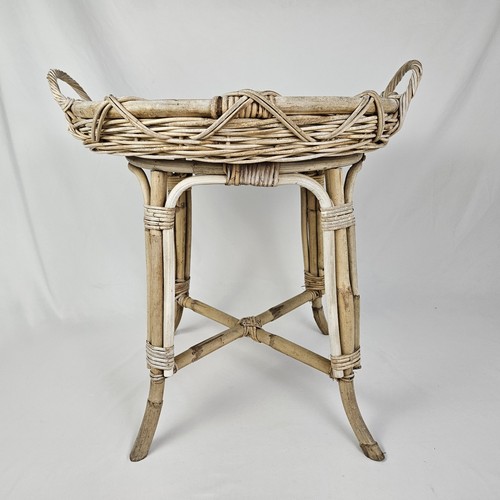Vtg rattan bamboo - rattan, tray
