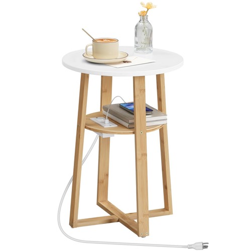 Round side table with charging - round,